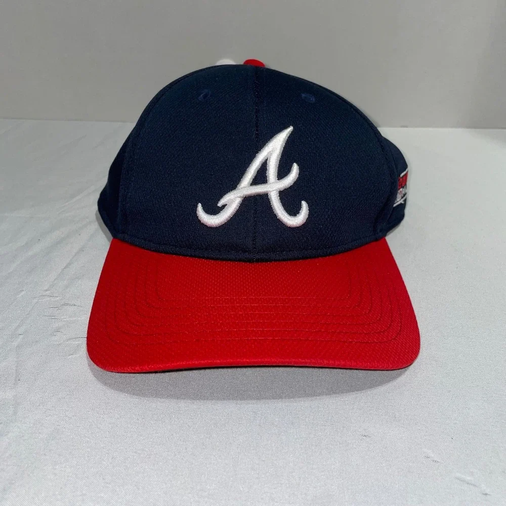 Atlanta Braves MLB Baseball Hat OC Sports Navy Red Adjustable‎ OSFM Cap